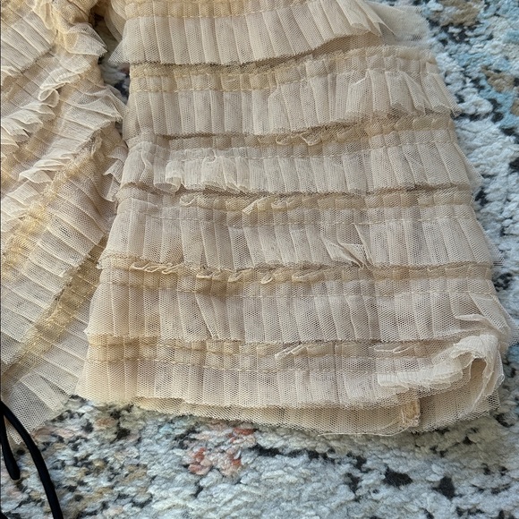 Kimchi Blue Beige Textured Blouse with Black Tie - Picture 3 of 4